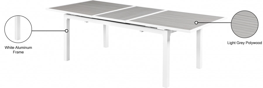 Nizuc 77" Aluminum Outdoor Patio Extendable Dining Table