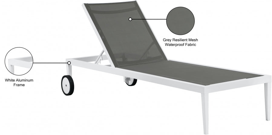 Nizuc Mesh Water Resistant Fabric Outdoor Patio Adjustable Sun Chaise Lounge Chair