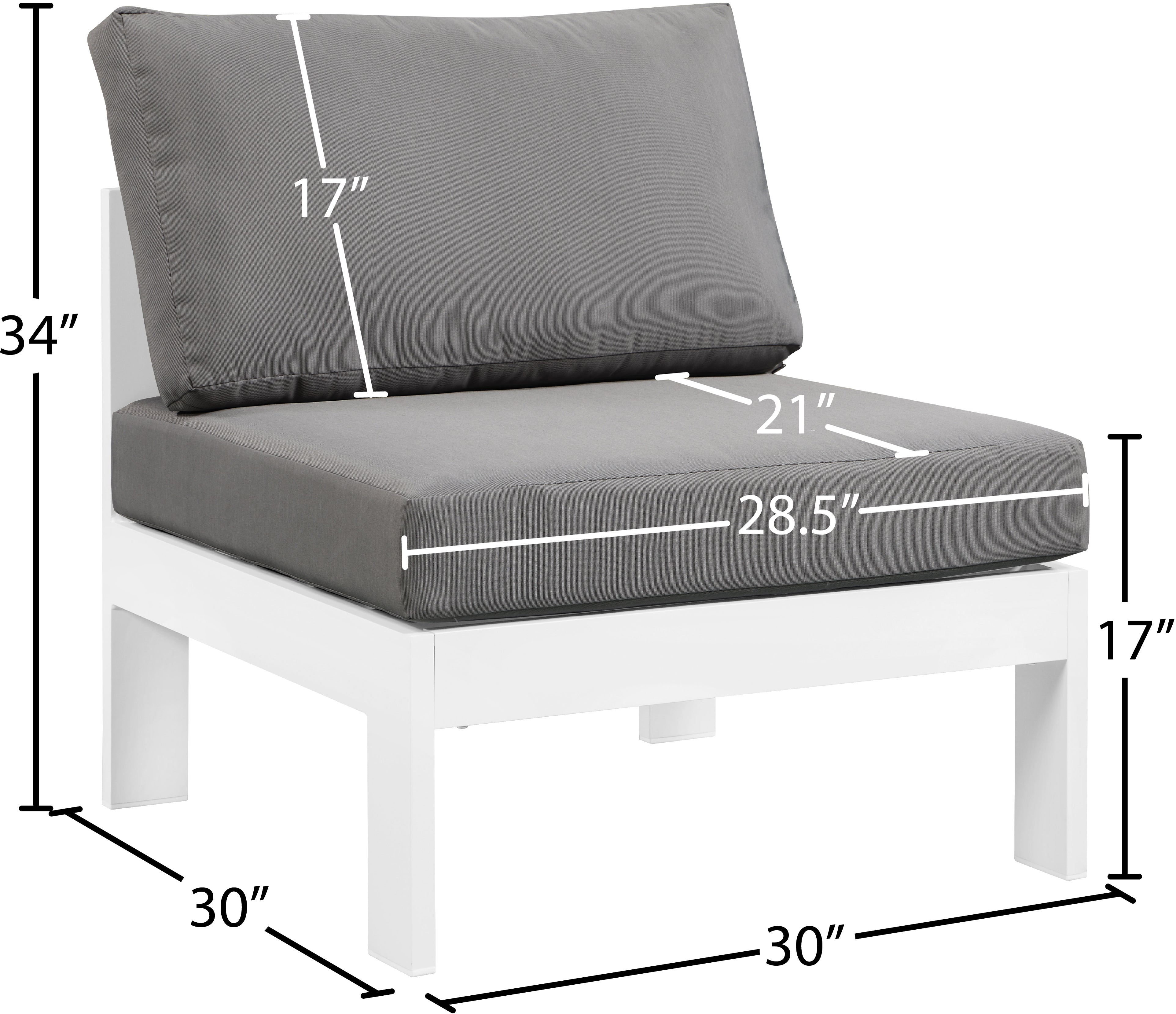 Chaise modulaire sans accoudoirs en aluminium pour patio extérieur Nizuc
