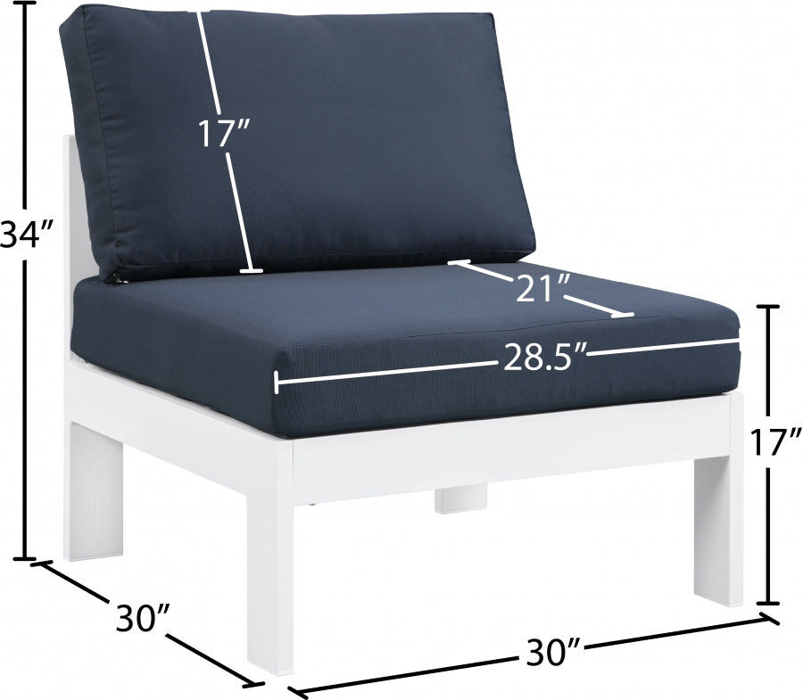 Chaise modulaire sans accoudoirs en aluminium pour patio extérieur Nizuc