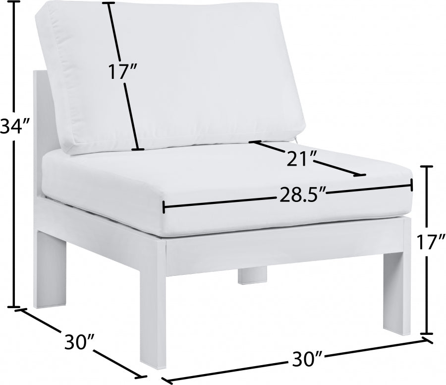 Chaise modulaire sans accoudoirs en aluminium pour patio extérieur Nizuc