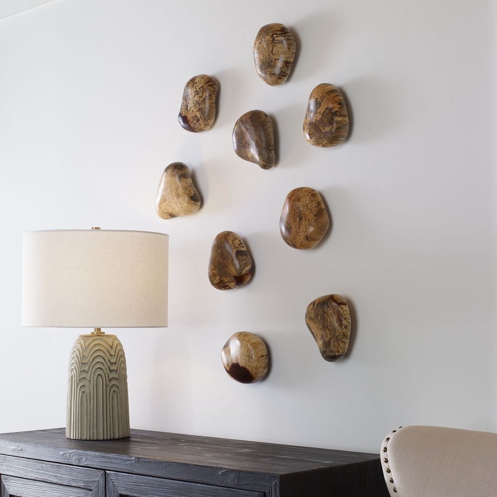 Pebbles Wood Wall Decor, S/9