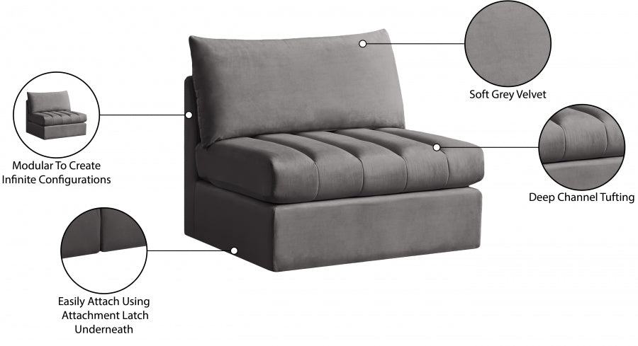 Jacob Velvet Upholstered Armless Modular Chair