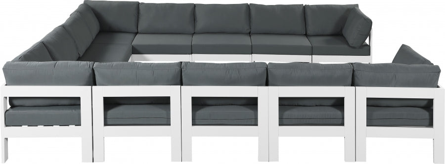 Nizuc 120" Water Resistant Fabric Upholstered Outdoor Patio 12pc. Modular Sectional