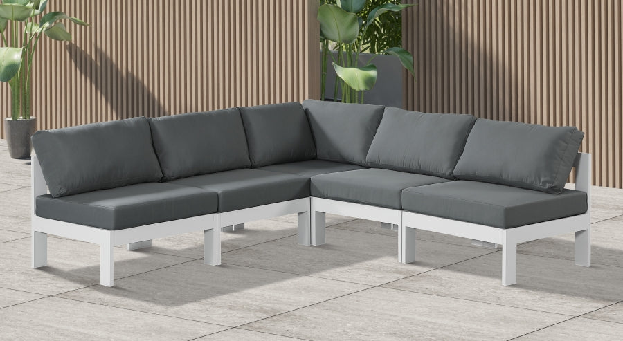 Nizuc 90" Water Resistant Fabric Upholstered Outdoor Patio 5pc. Modular Sectional