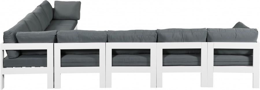 Nizuc 150" Water Resistant Fabric Upholstered Outdoor Patio 8pc. Modular Sectional