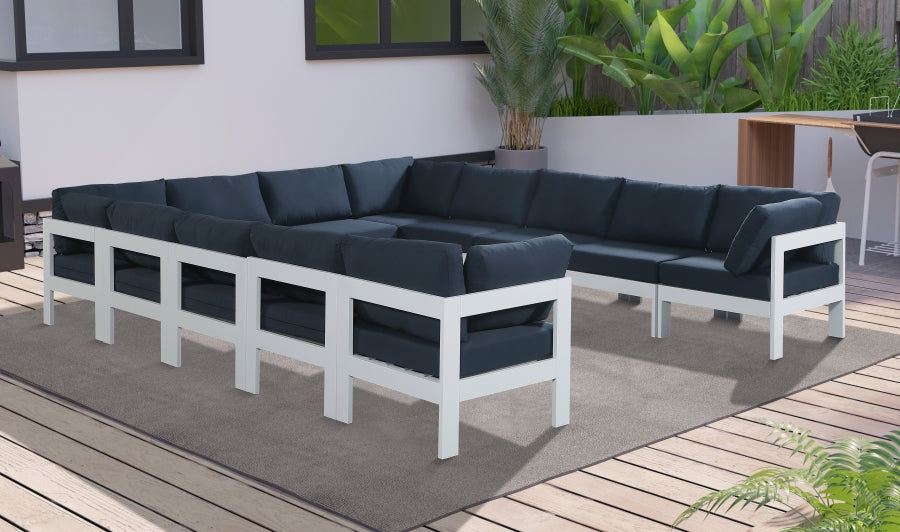 Nizuc 120" Water Resistant Fabric Upholstered Outdoor Patio 12pc. Modular Sectional