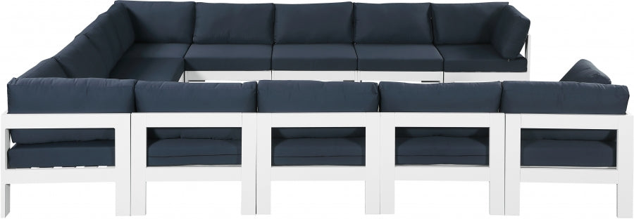 Nizuc 120" Water Resistant Fabric Upholstered Outdoor Patio 12pc. Modular Sectional