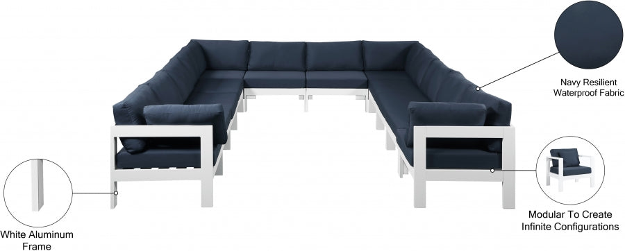 Nizuc 120" Water Resistant Fabric Upholstered Outdoor Patio 12pc. Modular Sectional