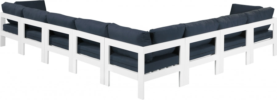 Nizuc 150" Water Resistant Fabric Upholstered Outdoor Patio 8pc. Modular Sectional