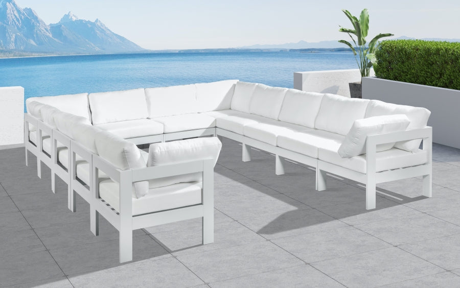 Nizuc 120" Water Resistant Fabric Upholstered Outdoor Patio 12pc. Modular Sectional