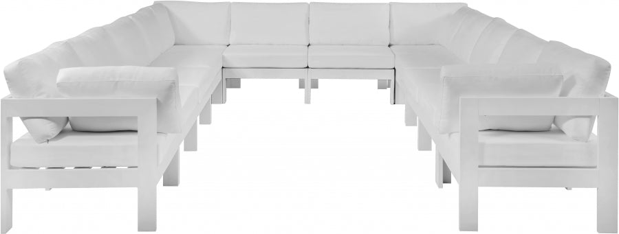 Nizuc 120" Water Resistant Fabric Upholstered Outdoor Patio 12pc. Modular Sectional