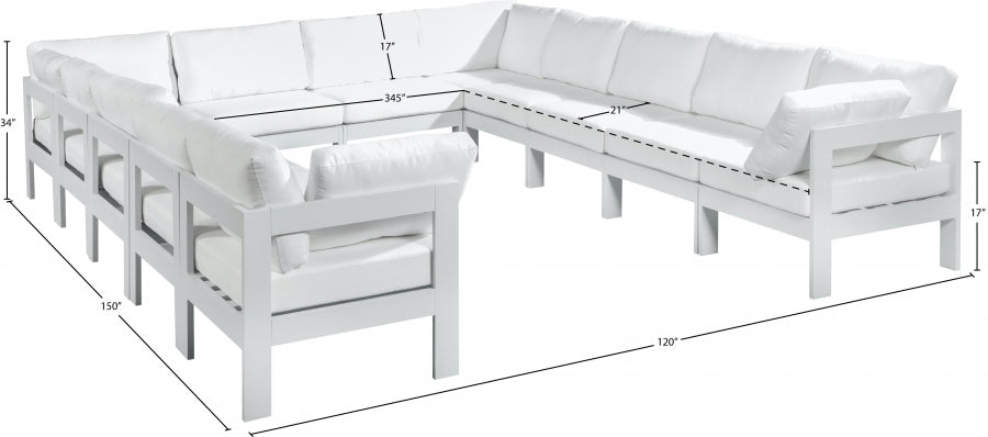 Nizuc 120" Water Resistant Fabric Upholstered Outdoor Patio 12pc. Modular Sectional