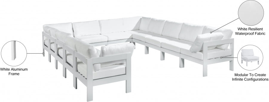 Nizuc 120" Water Resistant Fabric Upholstered Outdoor Patio 12pc. Modular Sectional