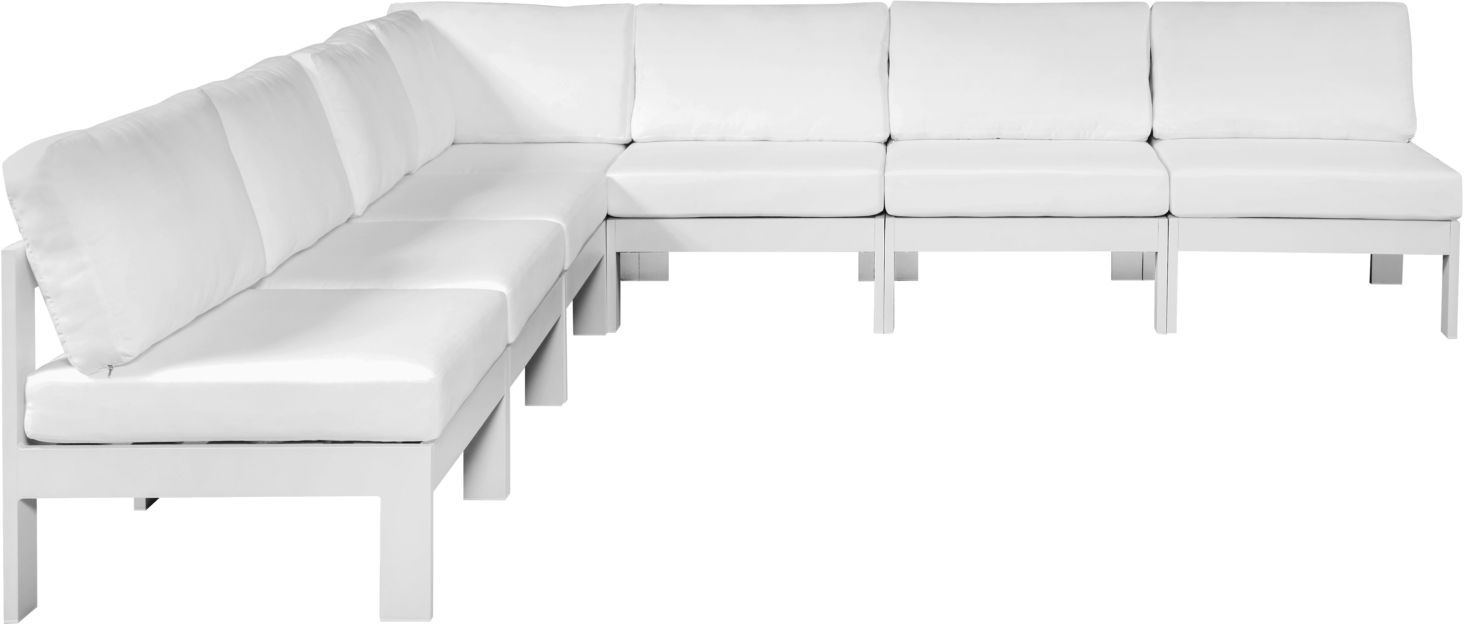 Nizuc 120" Water Resistant Fabric Upholstered Outdoor Patio 7pc. Modular Sectional