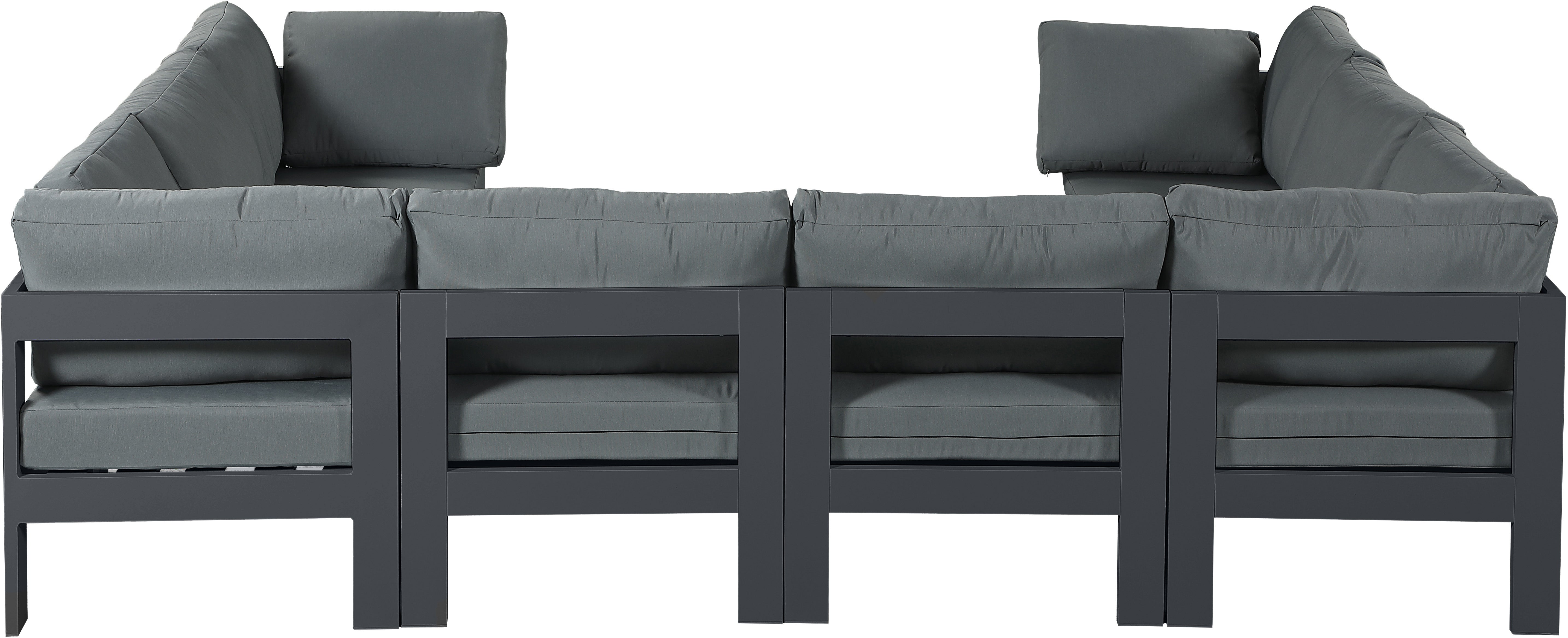 Nizuc 120" Water Resistant Fabric Upholstered Outdoor Patio 8pc. Modular Sectional