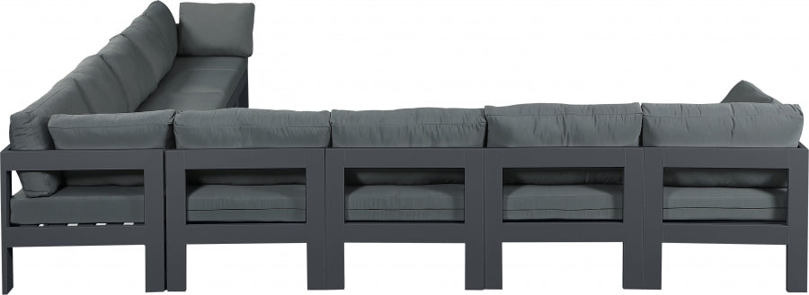 Nizuc 150" Water Resistant Fabric Upholstered Outdoor Patio 9pc. Modular Sectional