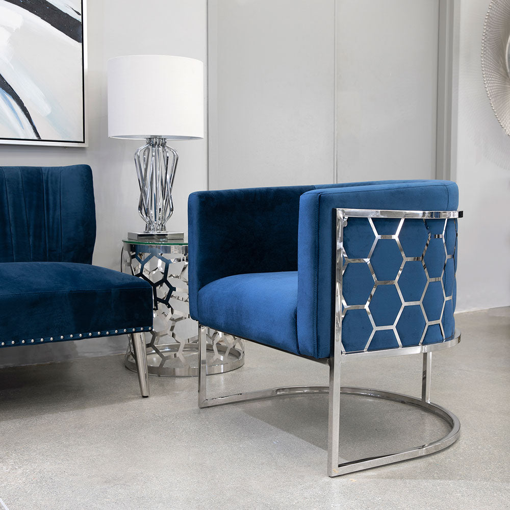 Honeycomb Chair: Blue Velvet