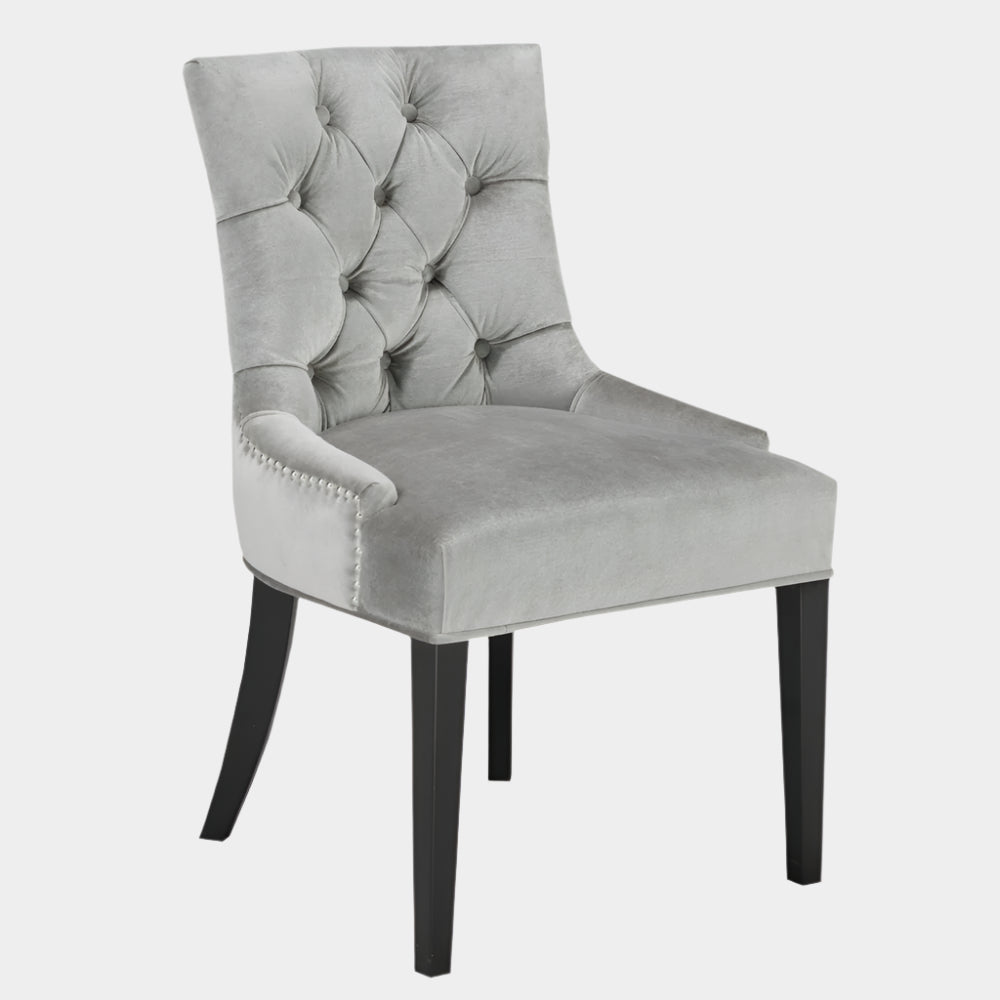 Petra Dining Chair: Grey Velvet