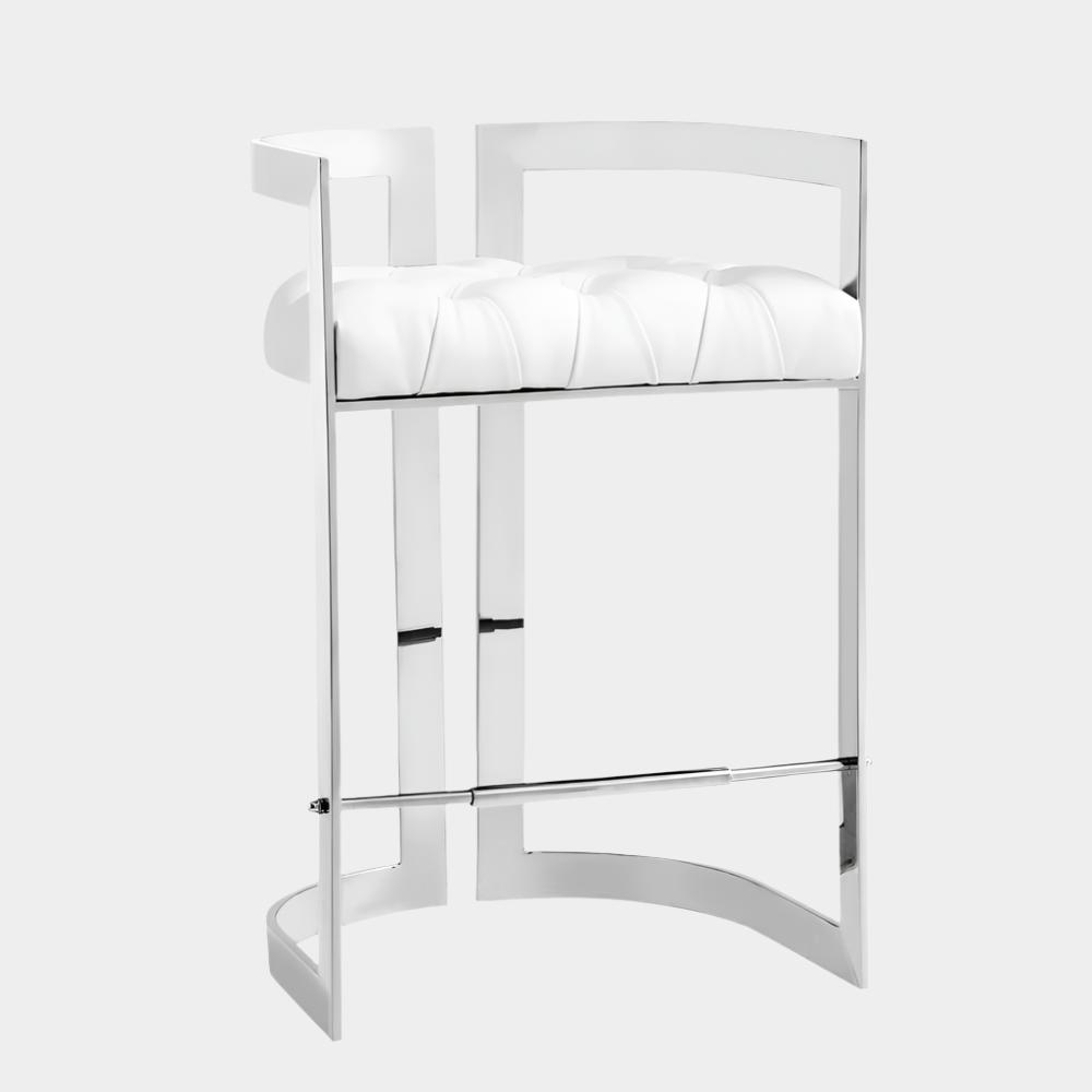 Chaise de bar Majestic : similicuir blanc