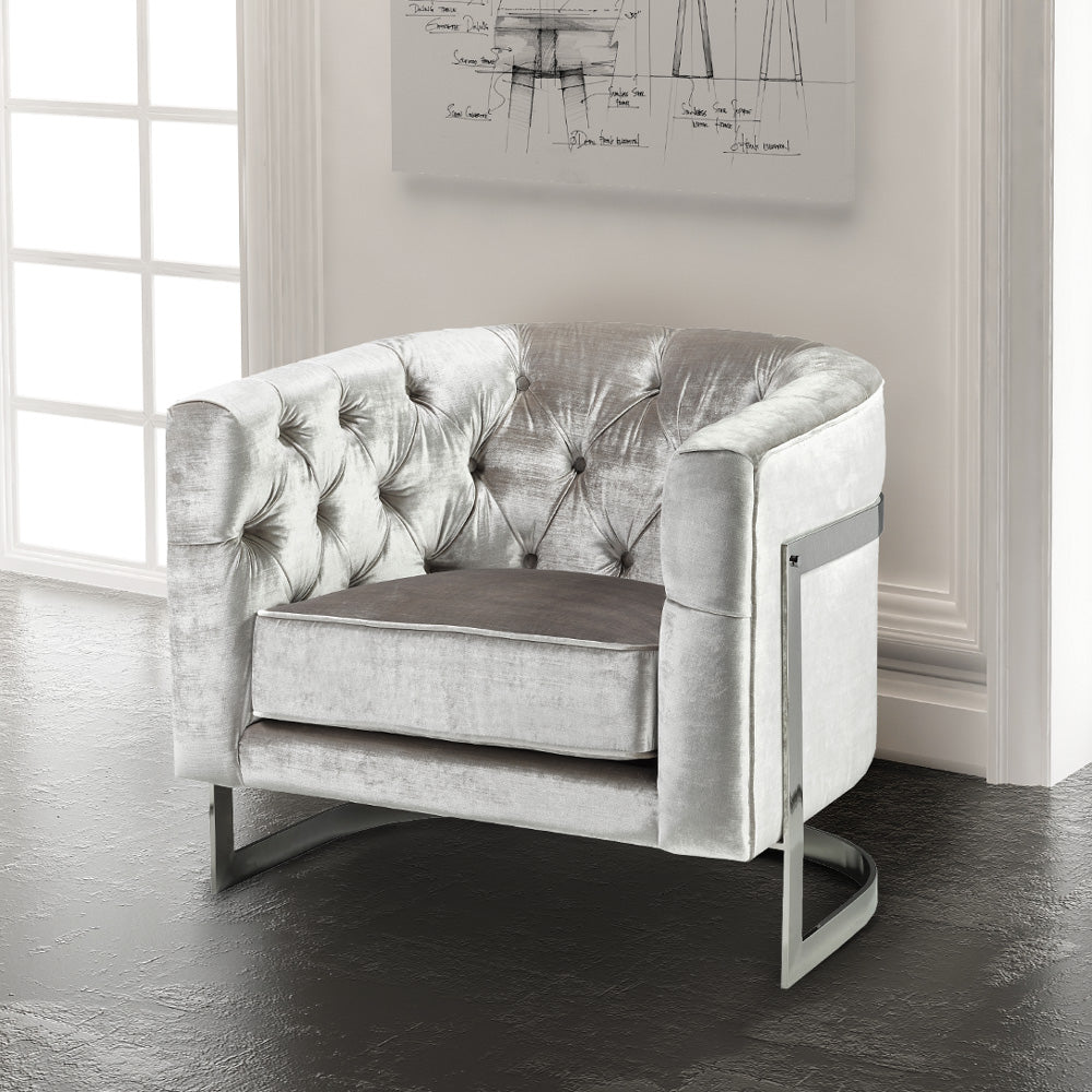 Pinnacle Grey Sheen Velvet Chair