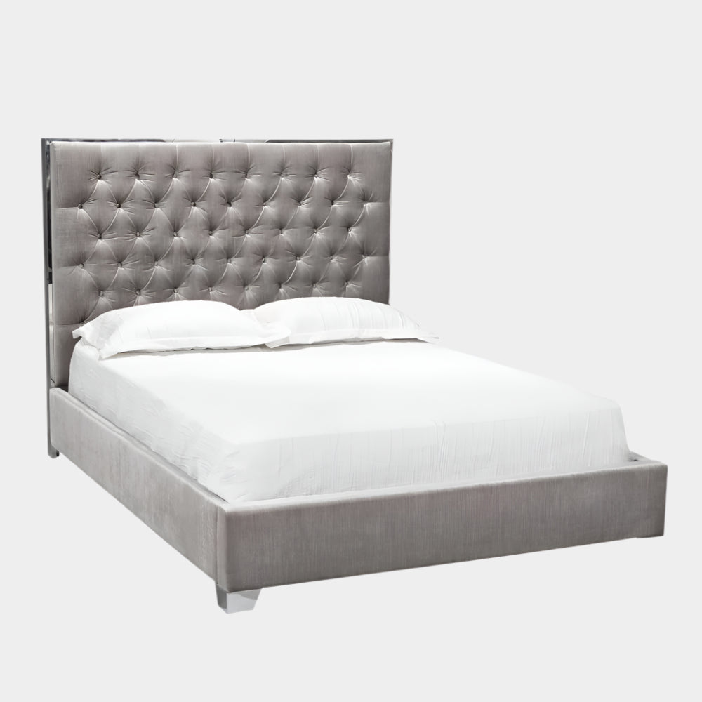 Kroma Bed: Grey Velvet