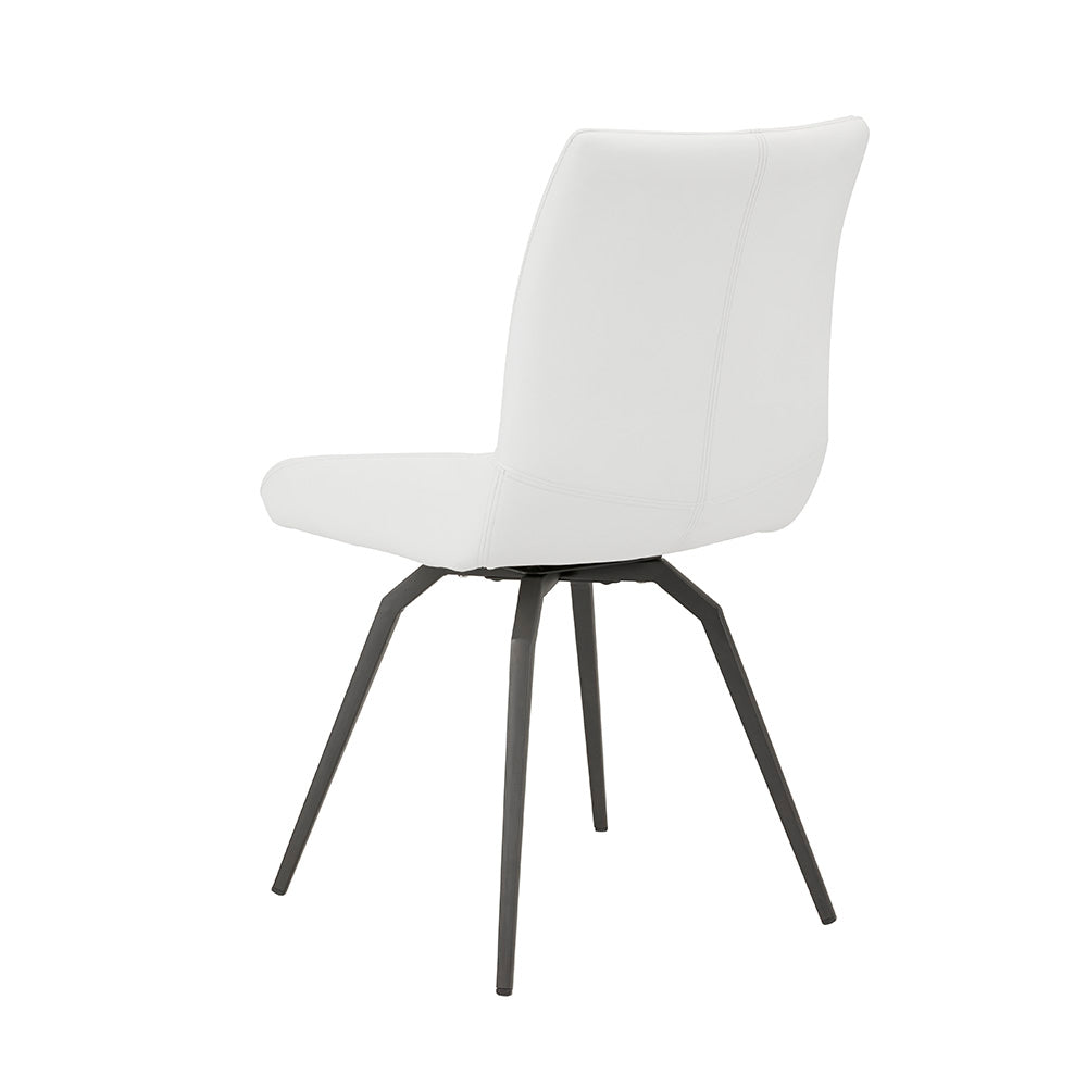 Nona Swivel Chair: White Leatherette