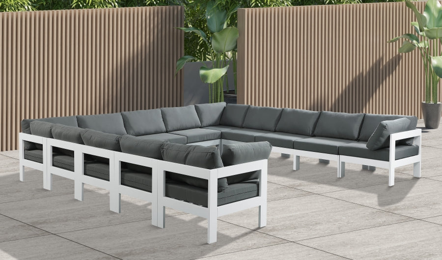 Nizuc 150" Water Resistant Fabric Upholstered Outdoor Patio 13pc. Modular Sectional