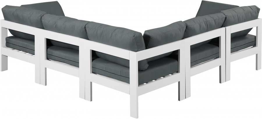 Nizuc 90" Water Resistant Fabric Upholstered Outdoor Patio 5pc. Modular Sectional