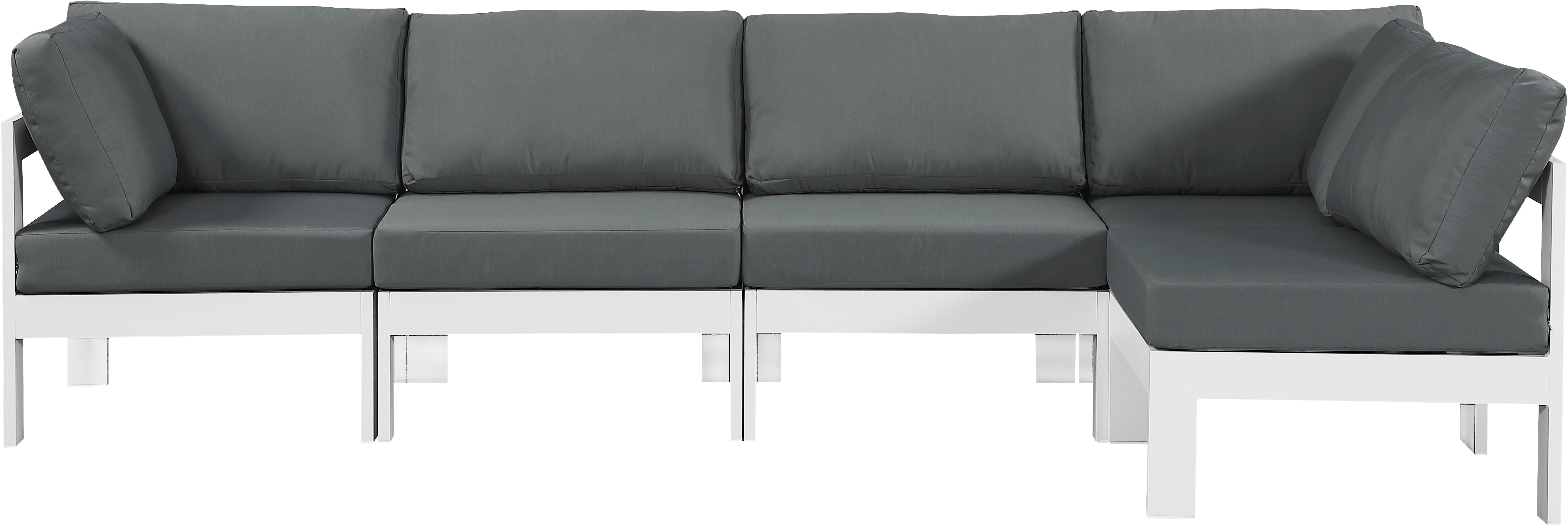 Nizuc 120" Water Resistant Fabric Upholstered Outdoor Patio 5pc. Modular Sectional