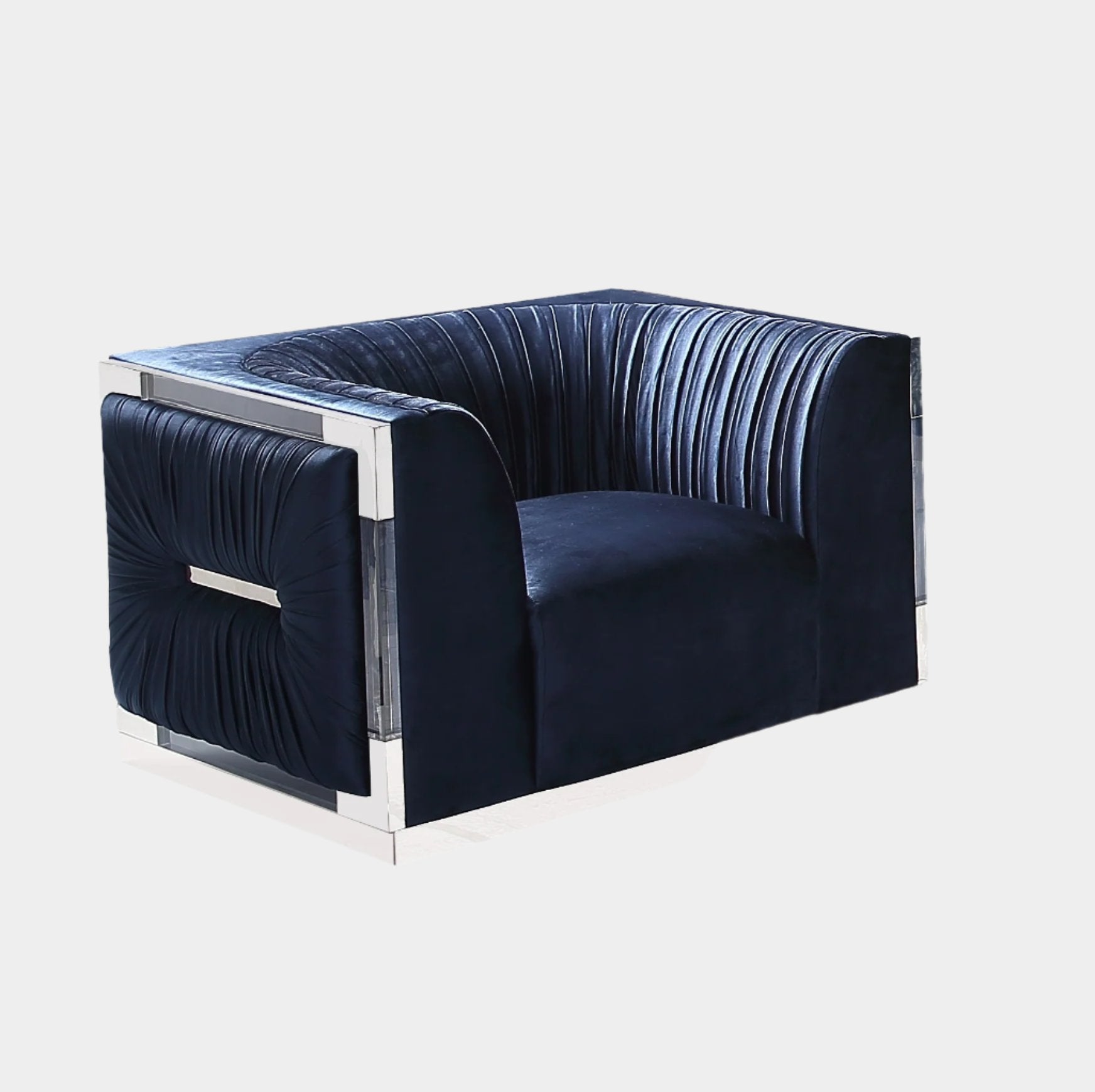 Fauteuil d'appoint Paloma : velours bleu