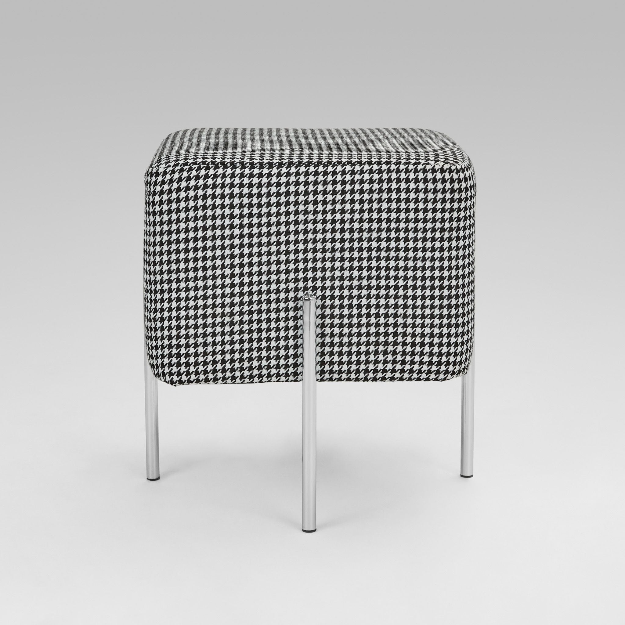 Kube S Ottoman: Hound Tooth White & Black Fabric