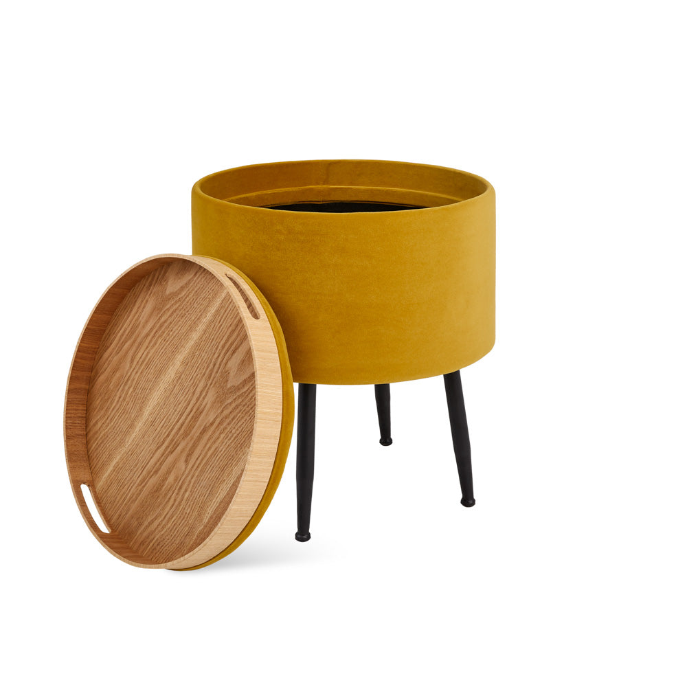 Herman Round Tray Ottoman (Set of 2): Ochre Yellow