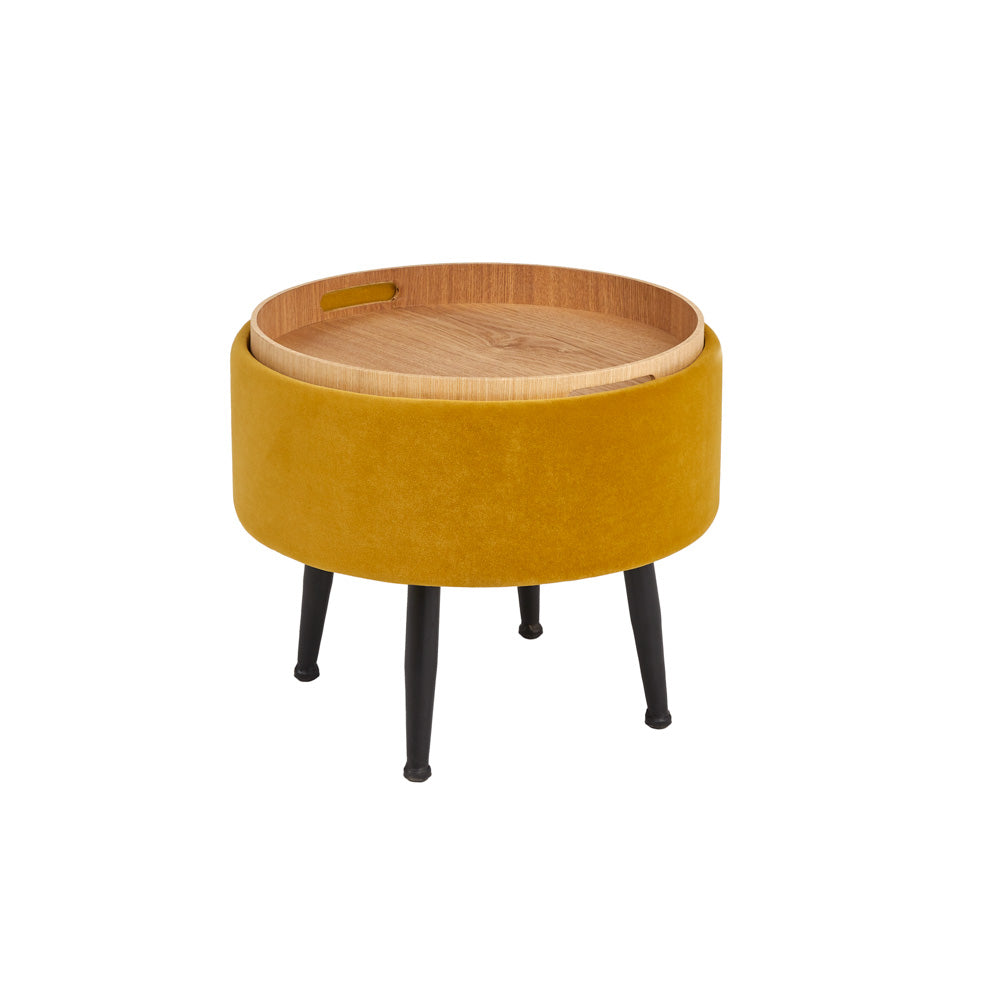 Herman Round Tray Ottoman (Set of 2): Ochre Yellow