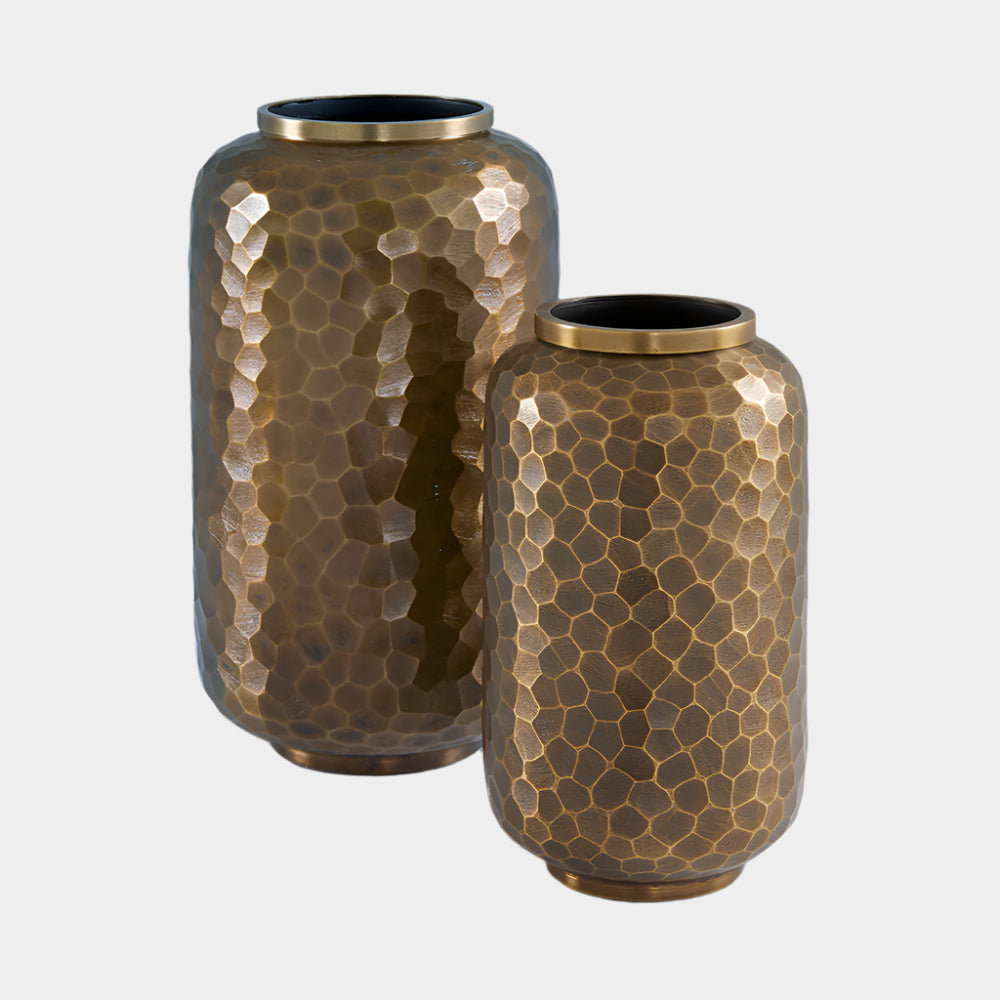 Ethen Aluminum Flower Vases: Antique Brass (Set of 2)