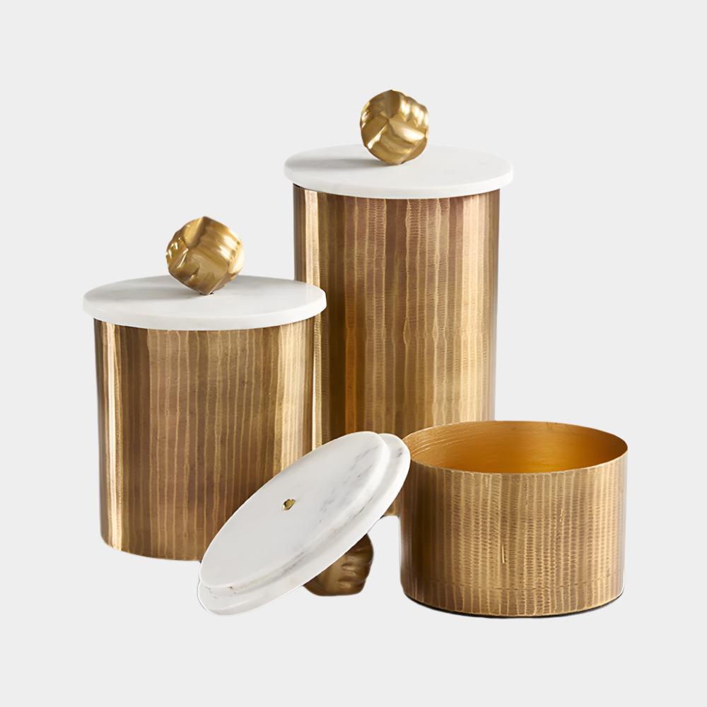 Coffrets à texture mate Keva en laiton antique (lot de 3)
