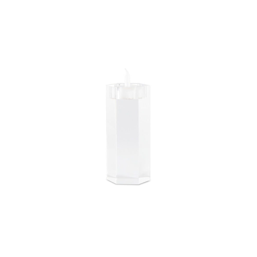 Bougeoirs hexagonaux en cristal acrylique (lot de 2)