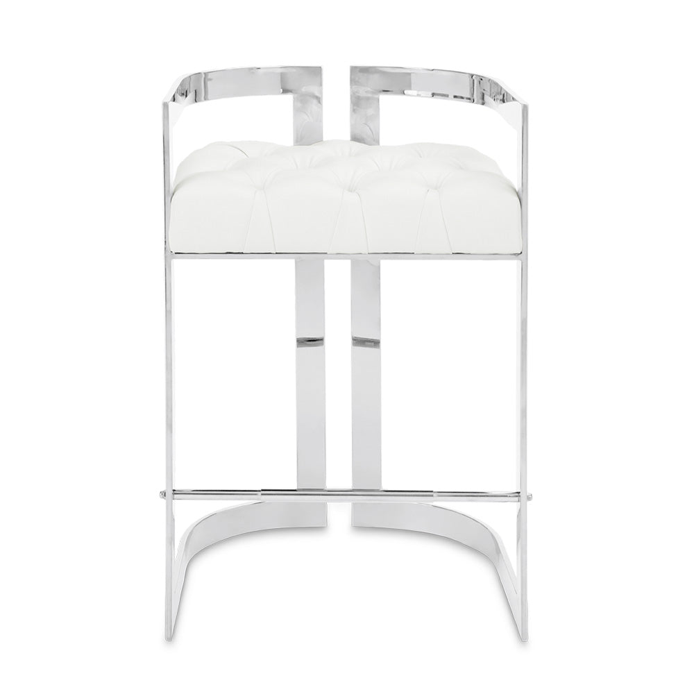 Chaise de bar Majestic : similicuir blanc