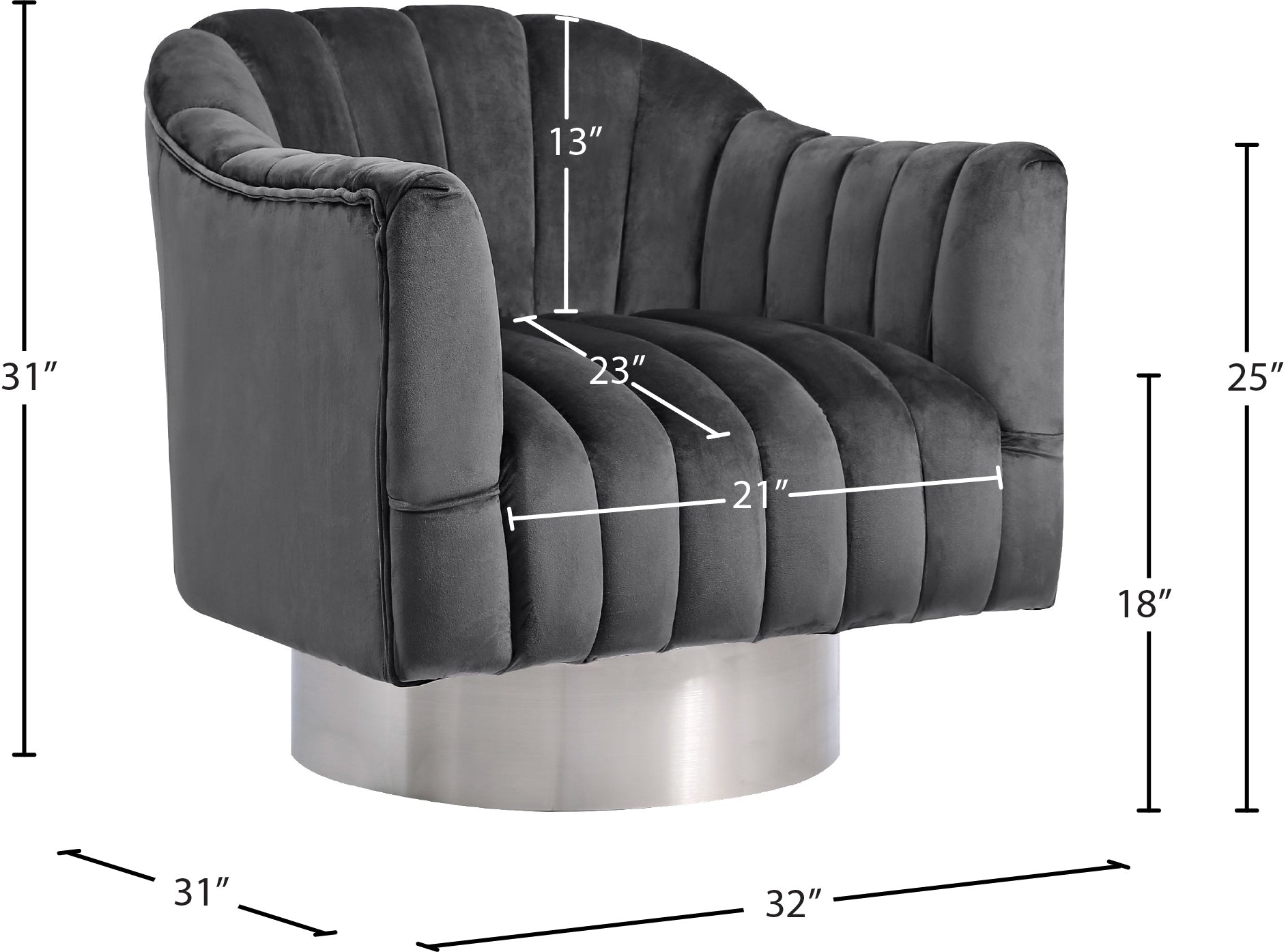 Farrah Velvet Upholstered Swivel Accent Chair