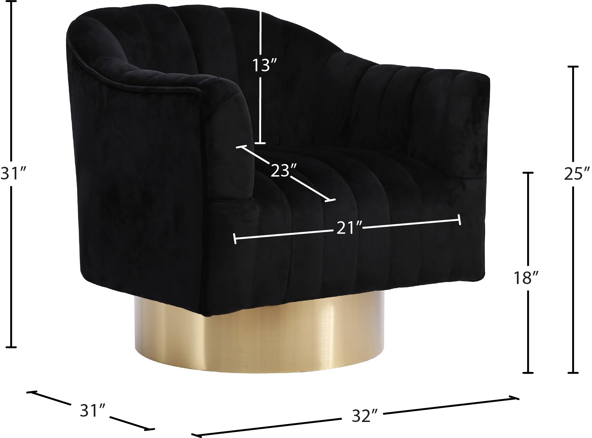 Farrah Velvet Upholstered Swivel Accent Chair