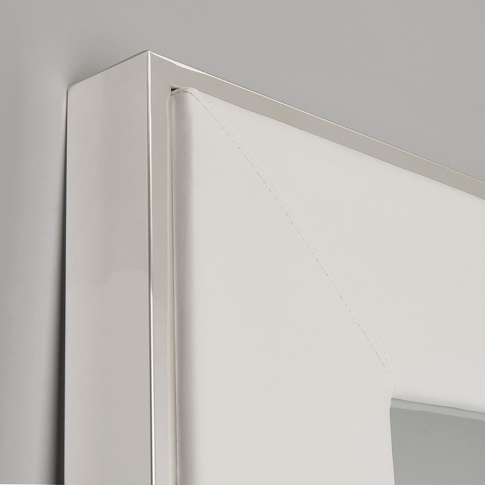 Miroir de sol Elaganza en similicuir blanc