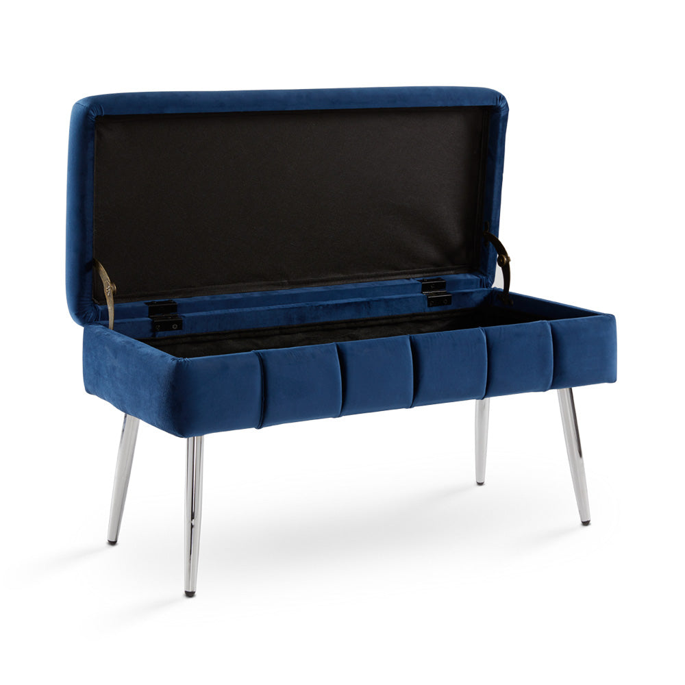 Marcella Storage Bench: Navy Blue