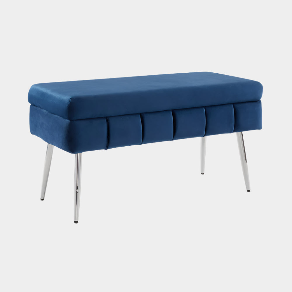 Marcella Storage Bench: Navy Blue