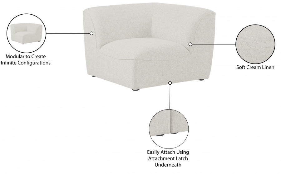 Miramar Linen Textured Fabric Upholstered Corner Modular Chair