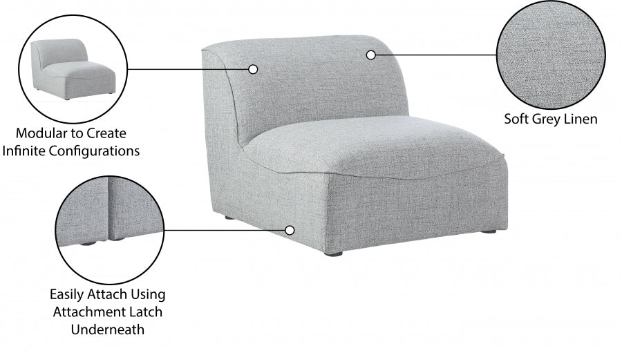 Miramar Linen Textured Fabric Upholstered Armless Modular Chair