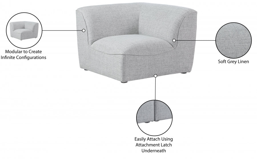 Miramar Linen Textured Fabric Upholstered Corner Modular Chair