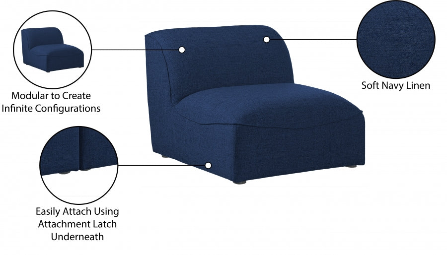 Miramar Linen Textured Fabric Upholstered Armless Modular Chair