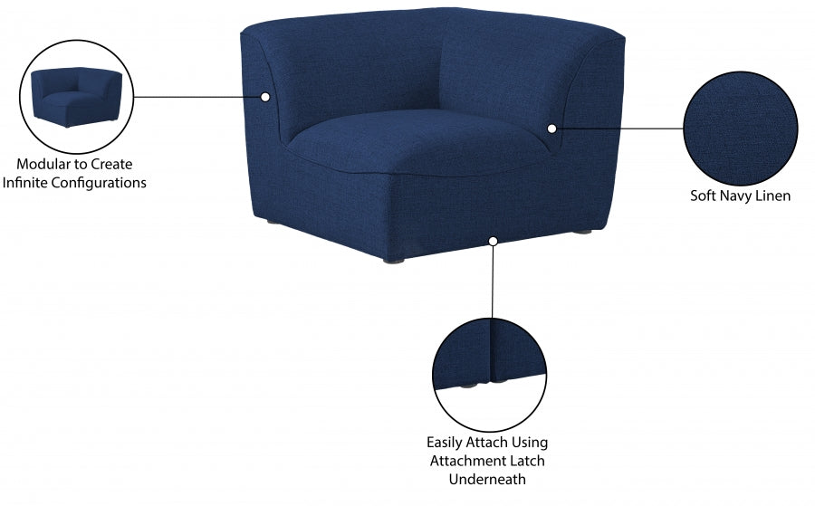 Miramar Linen Textured Fabric Upholstered Corner Modular Chair