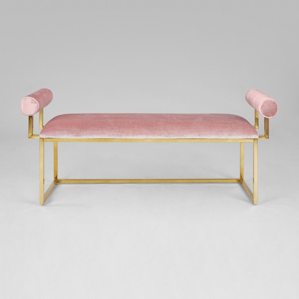 Banc Serena Gold en velours rose