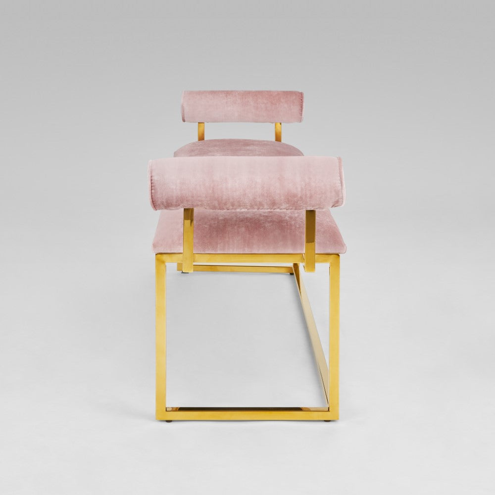 Banc Serena Gold en velours rose